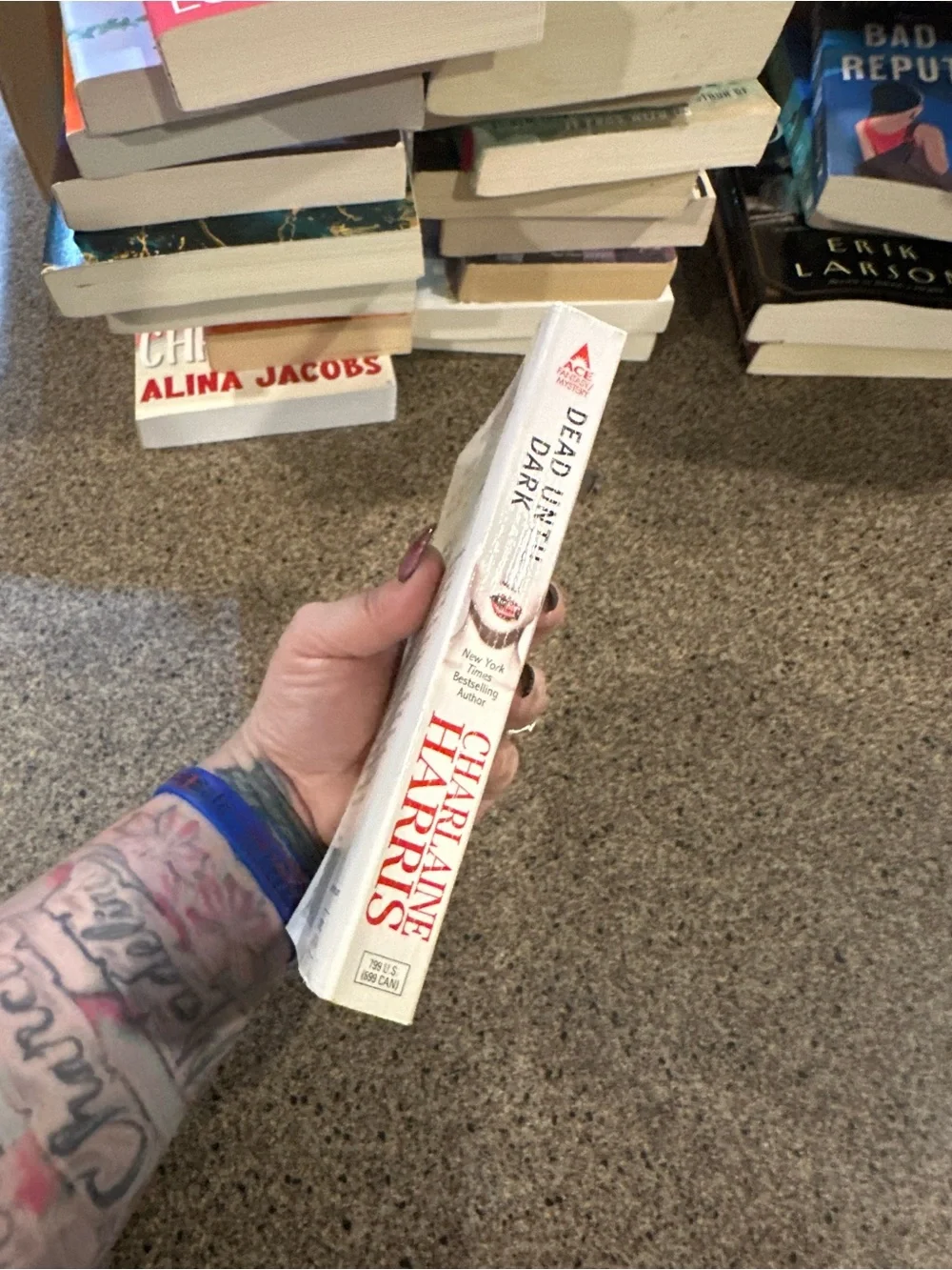 'Dead Until Dark' Decorative Book Cover in Red and Cream
